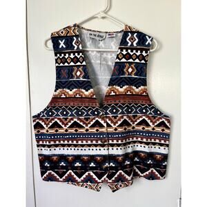 Vintage 90s On The Verge Southwestern Neutral Country Layer Vest Jacket Large XL